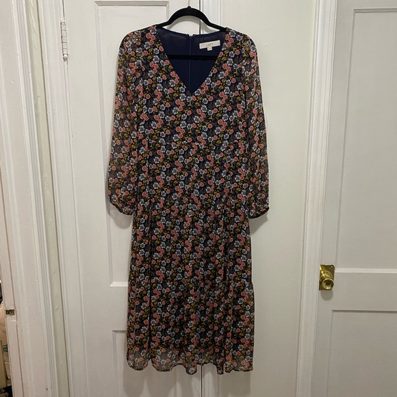 LOFT floral midi dress - Picture 1 of 4